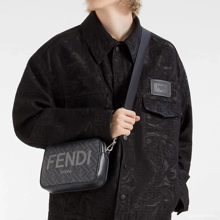 Affordable HOT Case ROMA Black Motif Fendi Compact Logo In Camera Fabric FF 0825
